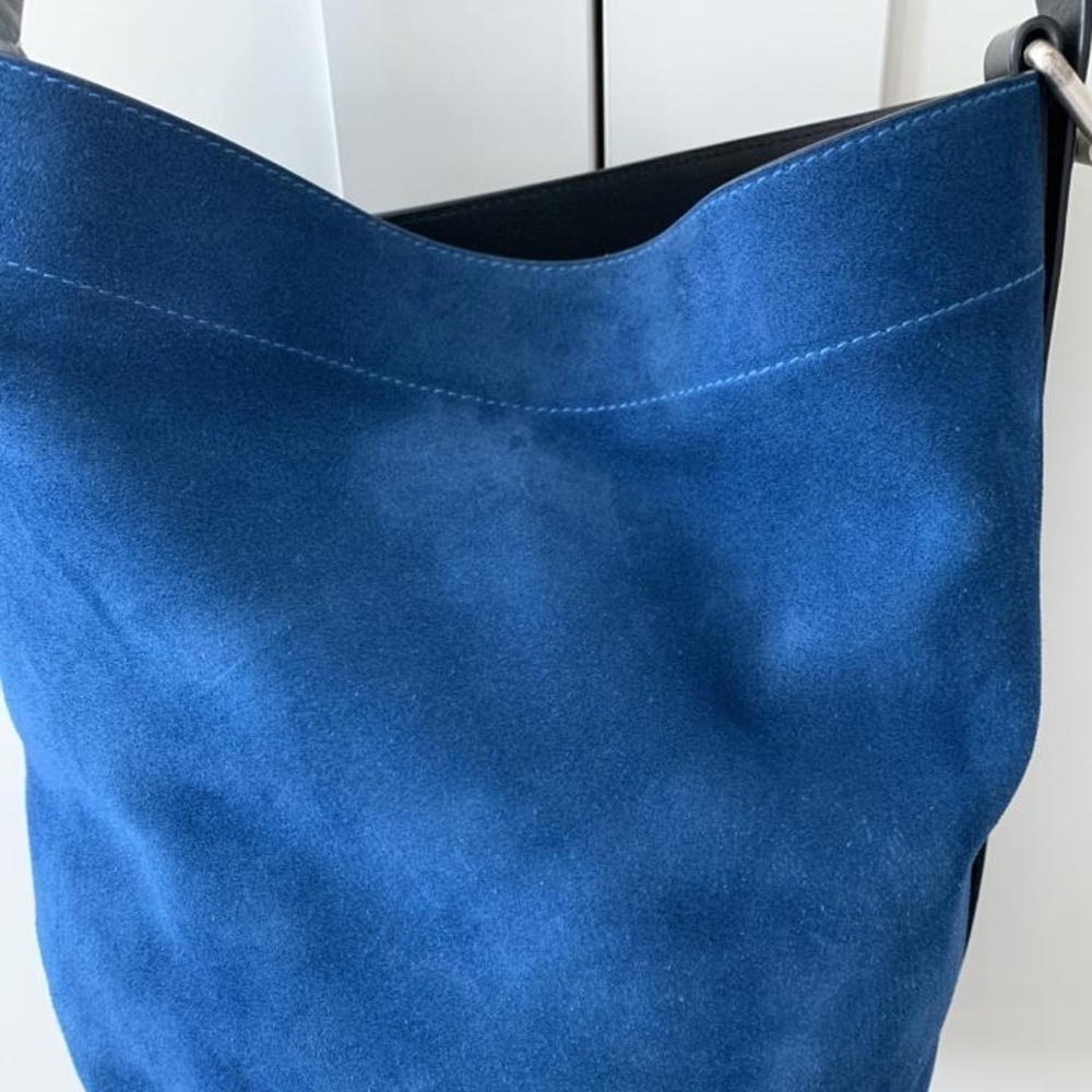 Rag & Bone Bucket Bag Nappa Leather/Suede w/adjustable Shoulder Strap Deep Blue - Picture 6 of 16